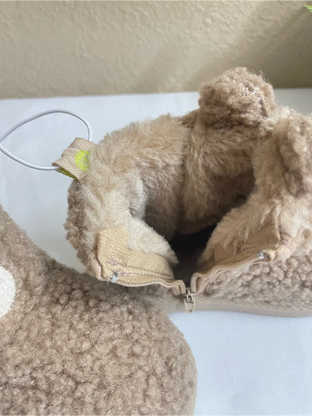 First Steps by Stepping Stones Baby Faux Fur Teddy Bear Zipper  Boots